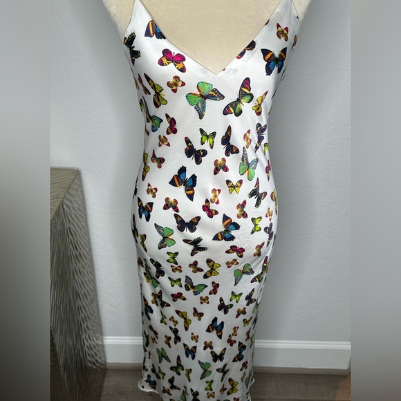 L’agence Jodie V Neck Slip women Dress white butterfly - Picture 13 of 16